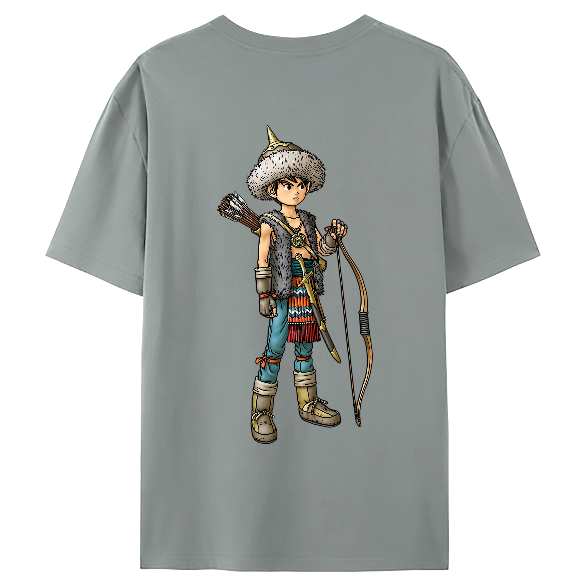 （画像用） ドラゴンクエスト Doragon Kuesuto Dragon Quest 綿100％ メンズ半袖Tシャツ（バックプリント） 通気性